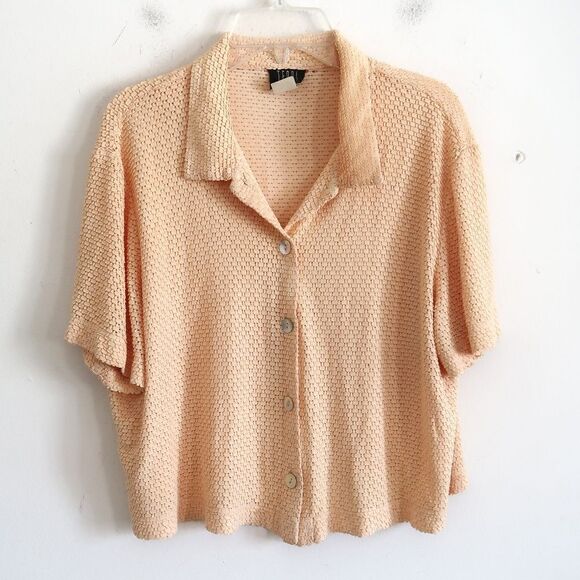 Teddi Dresses Yellow Eyelet Short Sleeve Blouse - Size Small - Picture 1 of 7